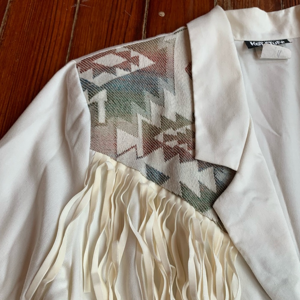 Hot Stuff Western Southwest Print Fringe Blazer - Picture 3 of 15